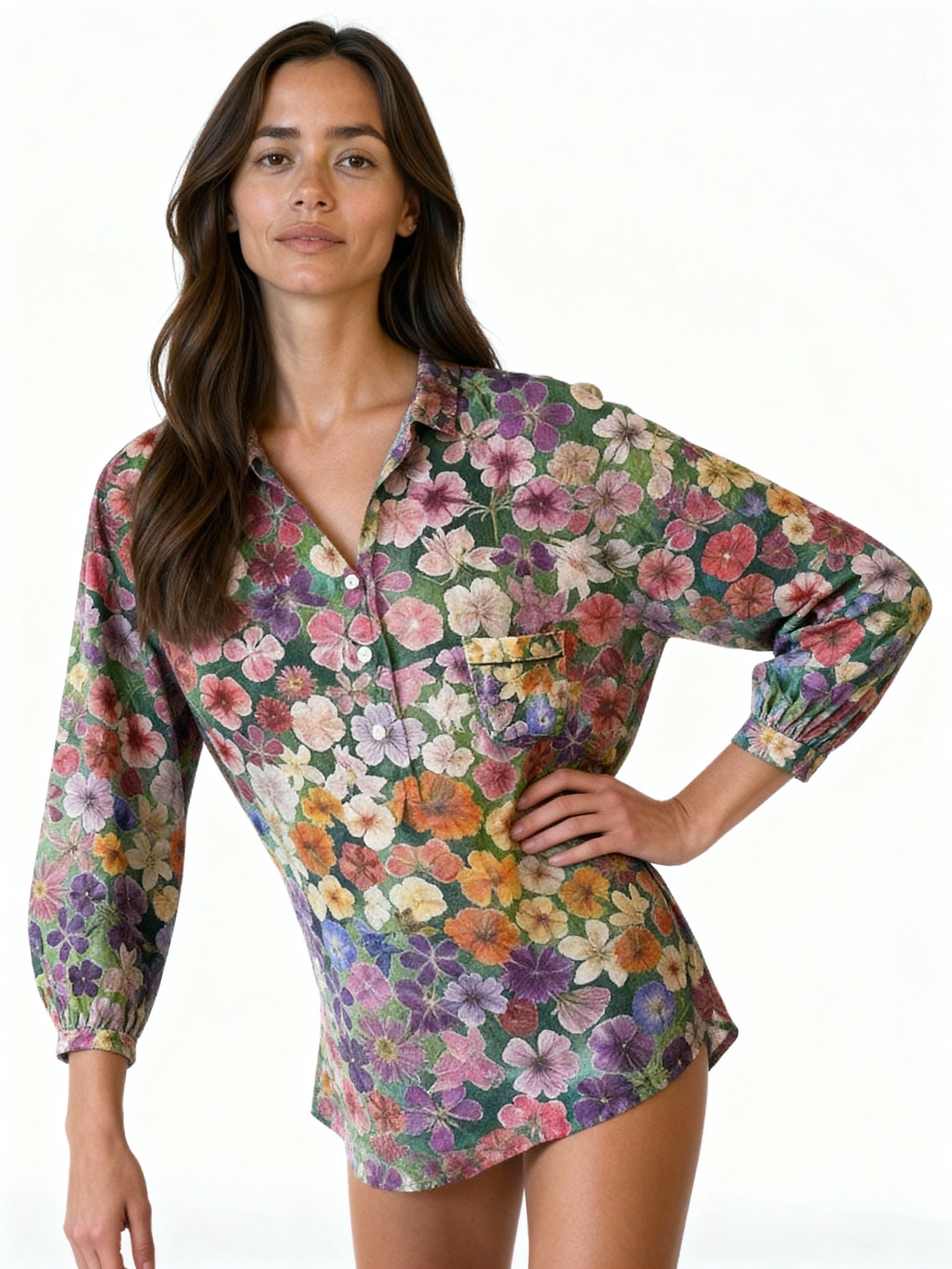 Bora | Camisa oversize estampada de lino