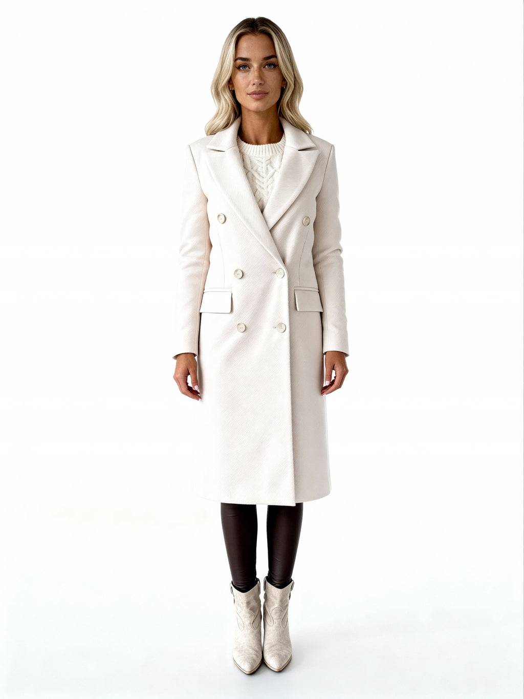 Élise | Abrigo largo cruzado con solapas y botones