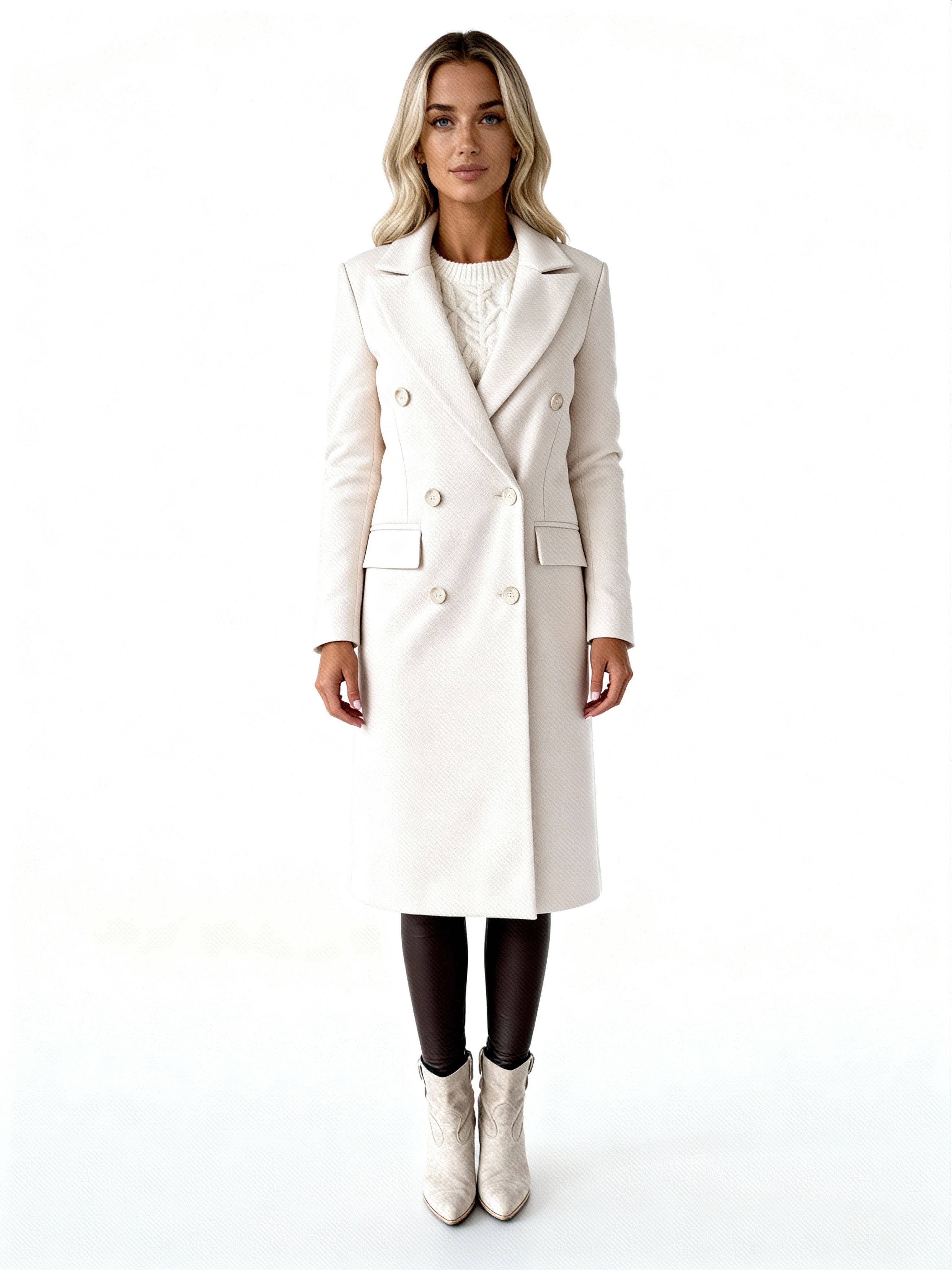 Élise | Abrigo largo cruzado con solapas y botones