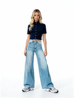 Pantalón Malibu | Denim ancho de cintura alta