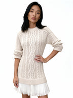 Eleni | Vestido de punto trenzado con falda plisada