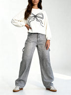 Pantalón Galaxy | Denim ancho con brillo de cristales