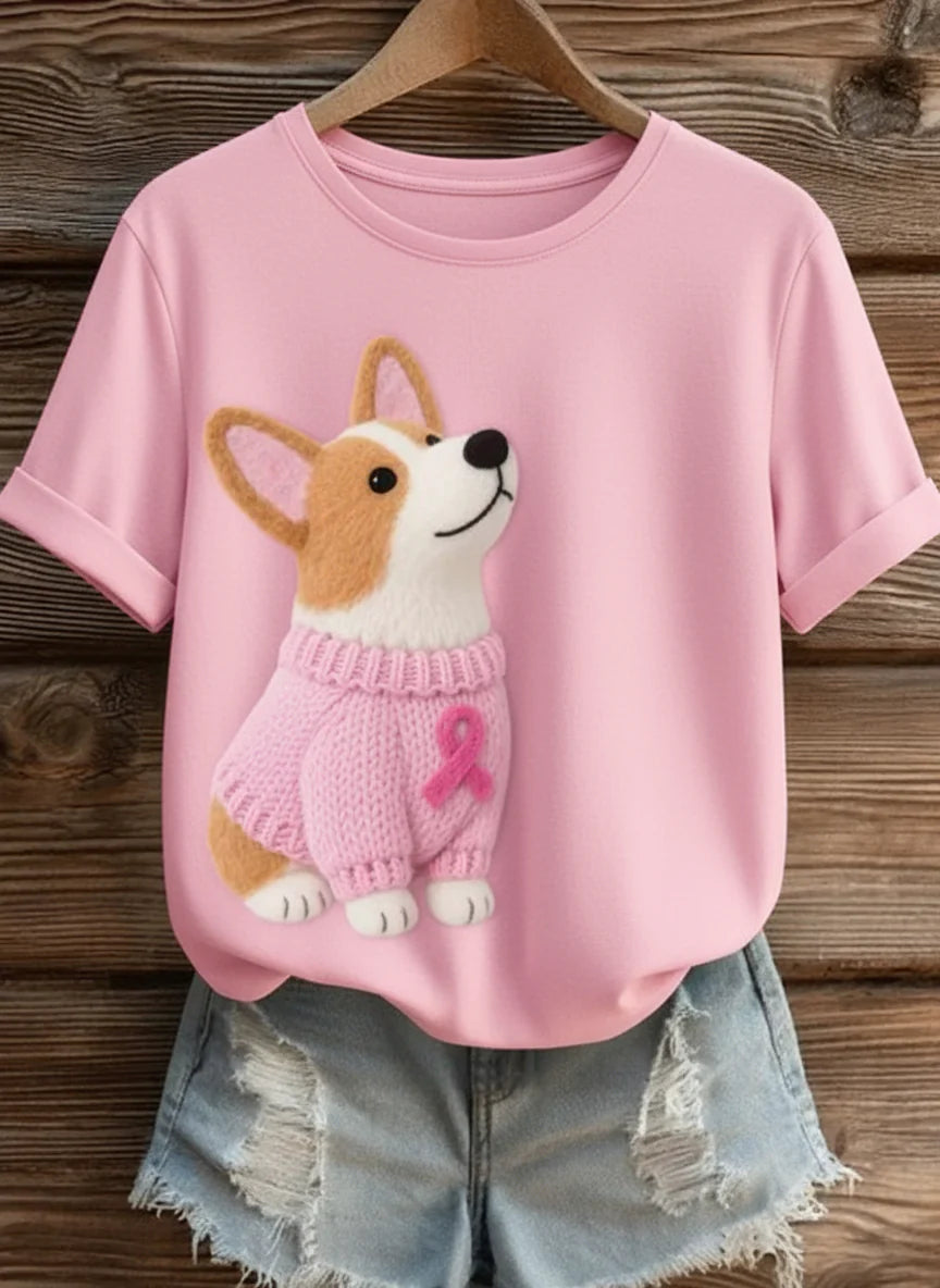 Camiseta Corgi Rosa – Colección Huellas Rosa