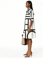 Adèle | Vestido camisero midi con estampado geométrico