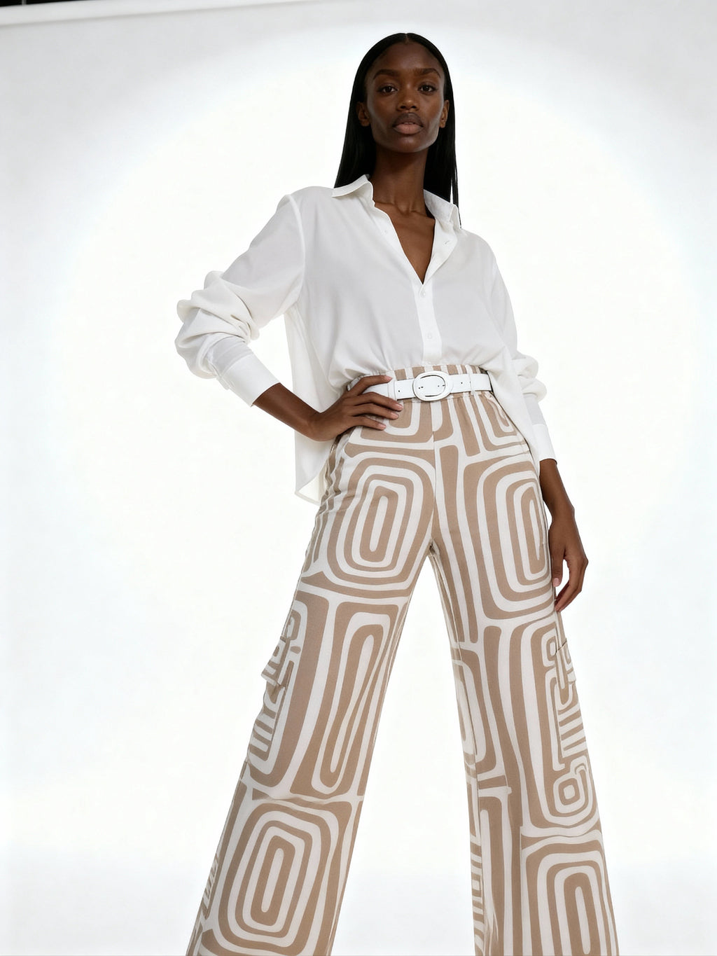 Conjunto Siena Geo | Blusa fluida y pantalón estampado geométrico