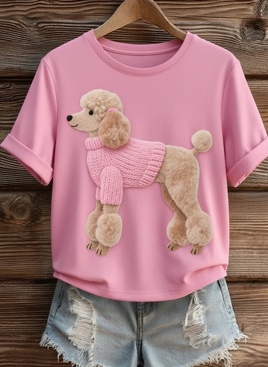Camiseta Caniche Rosa – Colección Huellas Rosa