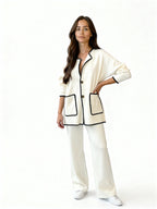 Conjunto Paris Knit | Chaqueta con ribete contrastado y pantalón fluido