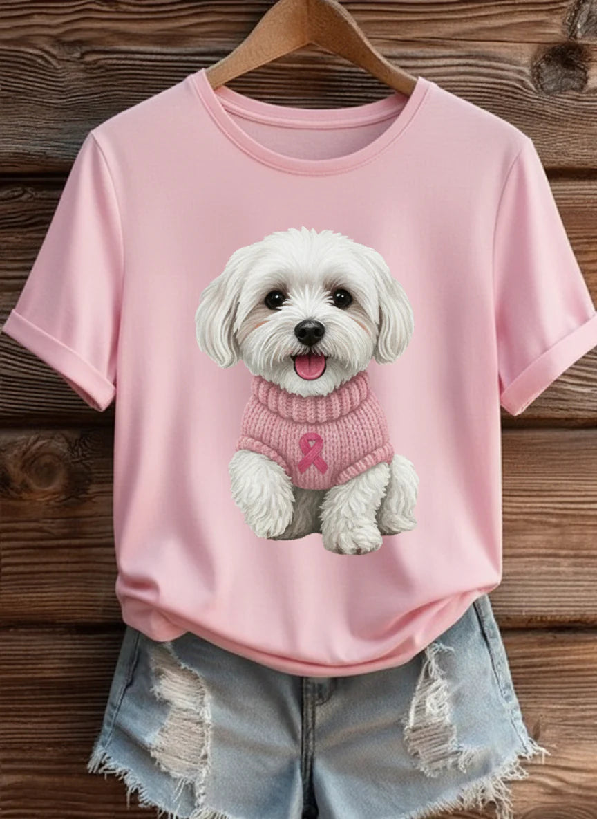 Camiseta Maltés Rosa – Colección Huellas Rosa