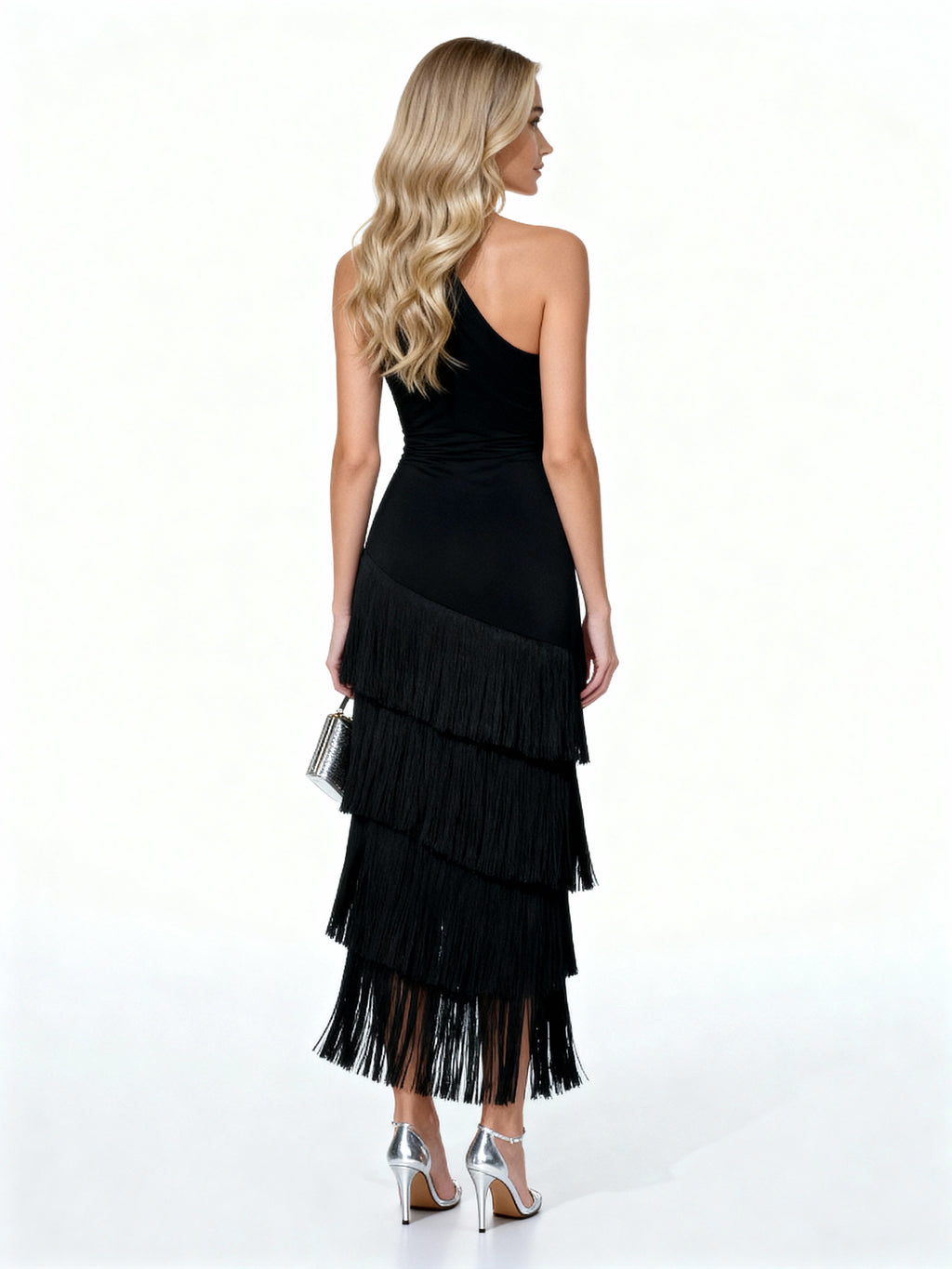 Noa | Vestido largo asimétrico de flecos