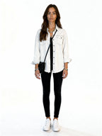 Reyna | Sobrecamisa denim con bajo desflecado y botones metálicos