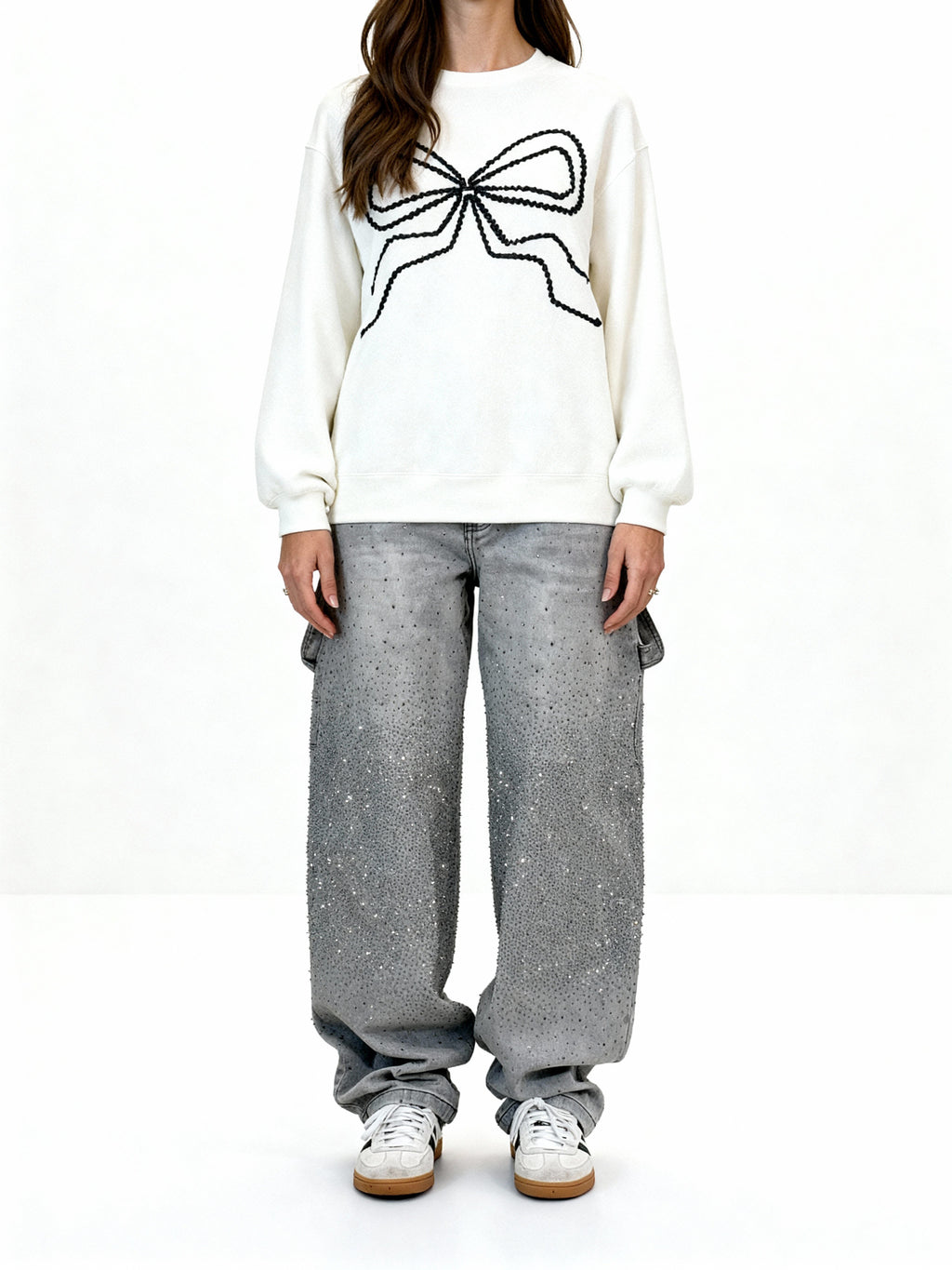 Pantalón Galaxy | Denim ancho con brillo de cristales