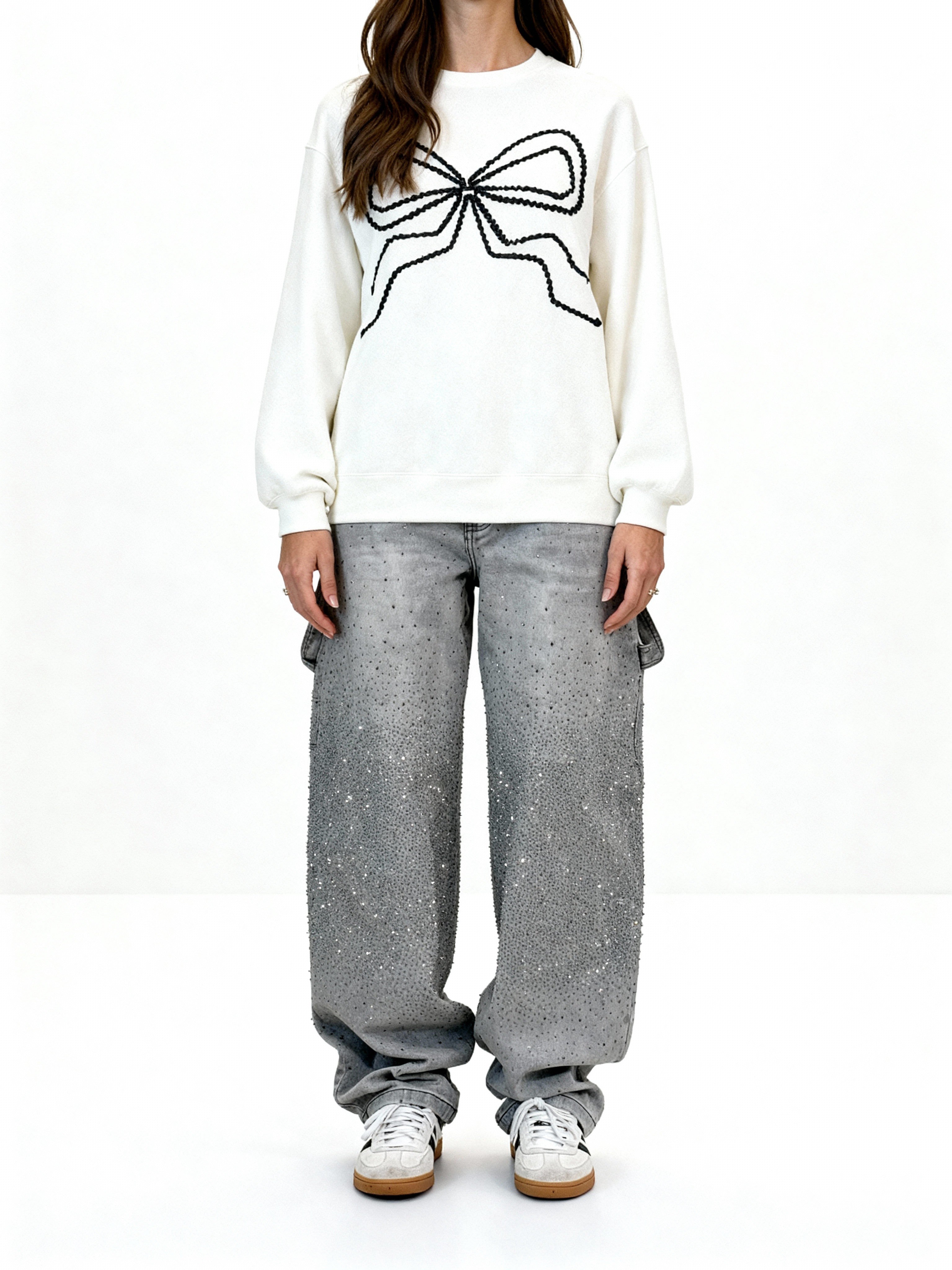 Pantalón Galaxy | Denim ancho con brillo de cristales