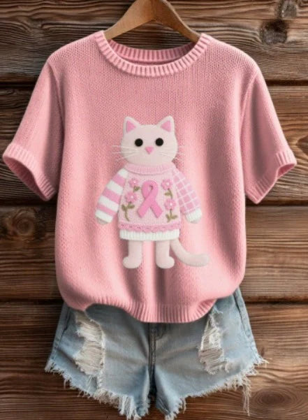 Camiseta Gato Rosa – Colección Huellas Rosa