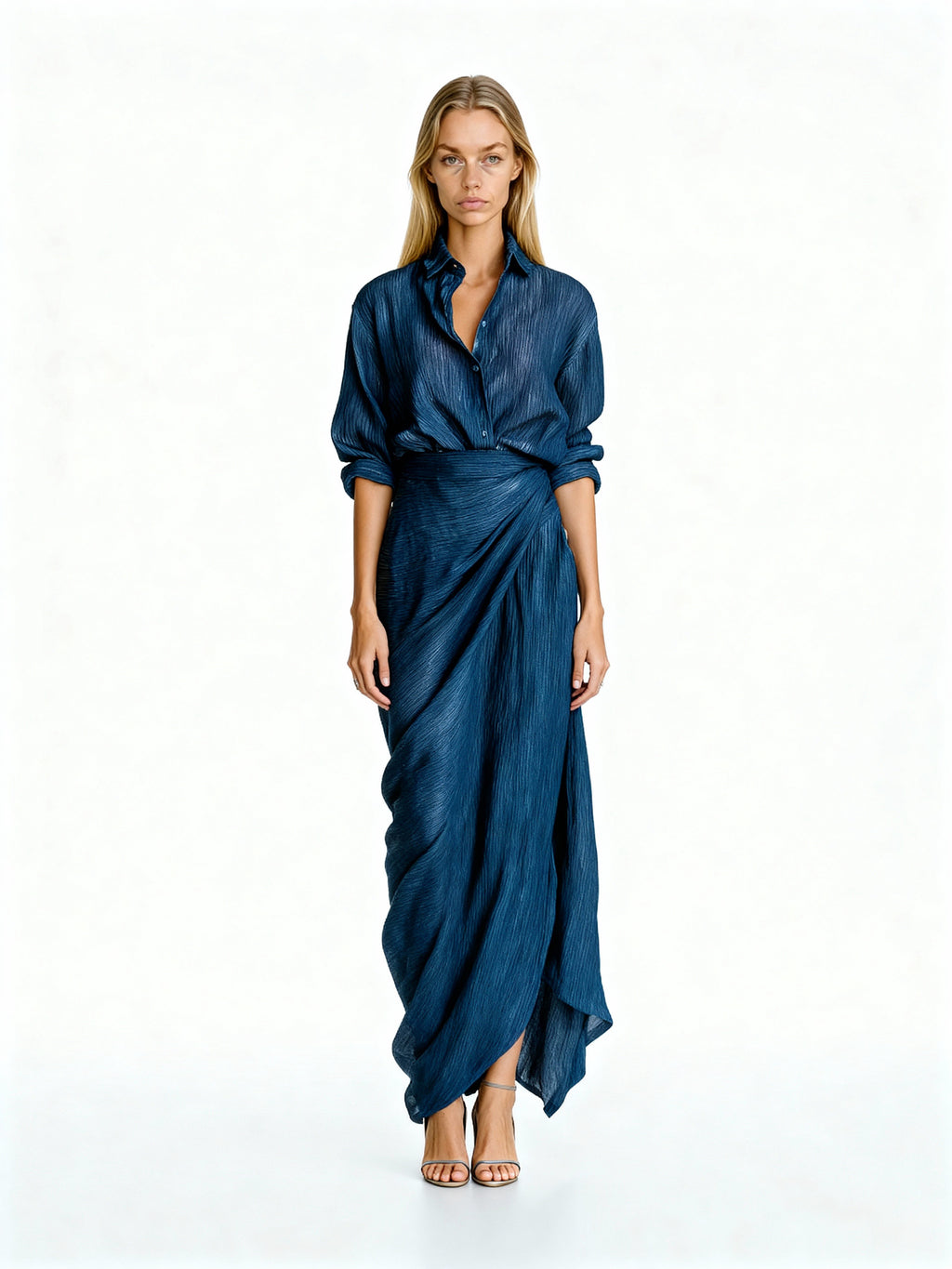 Anouk | Vestido camisero largo plisado