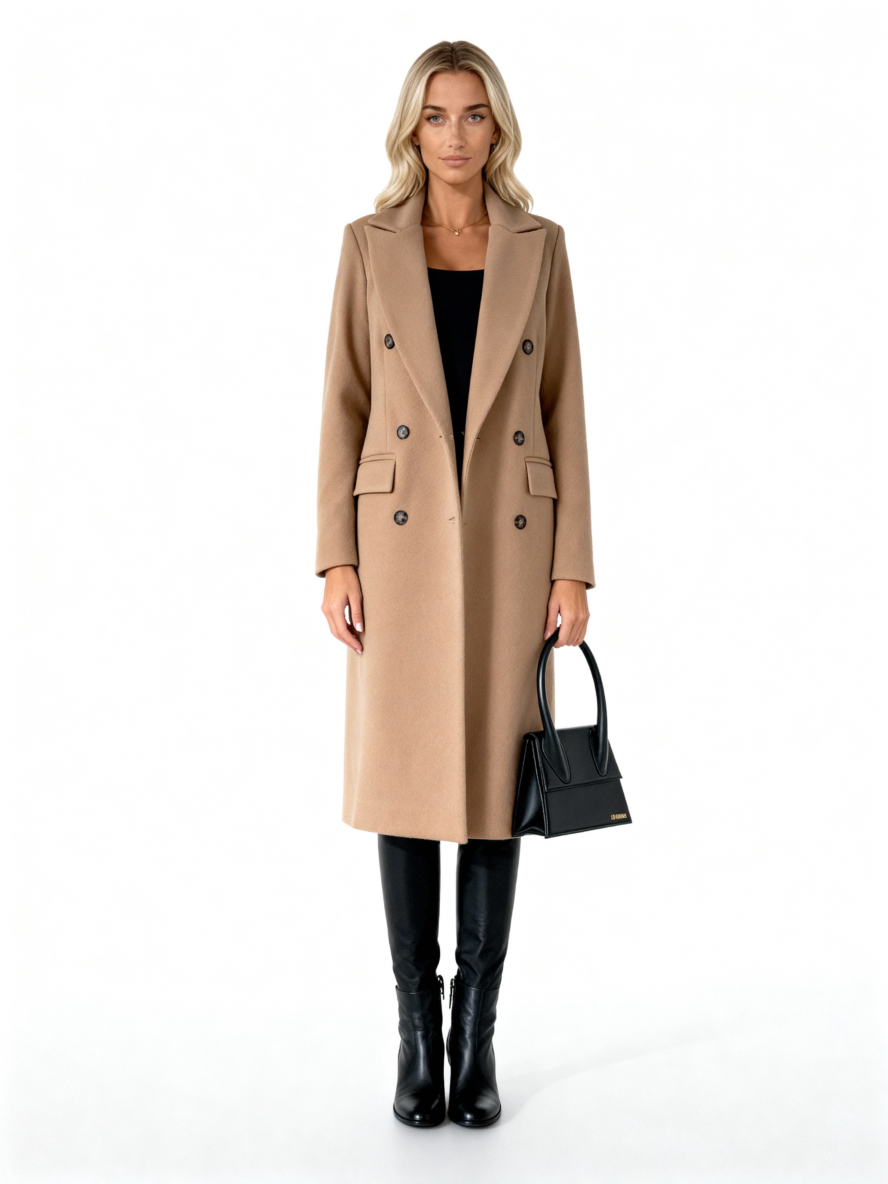 Élise | Abrigo largo cruzado con solapas y botones