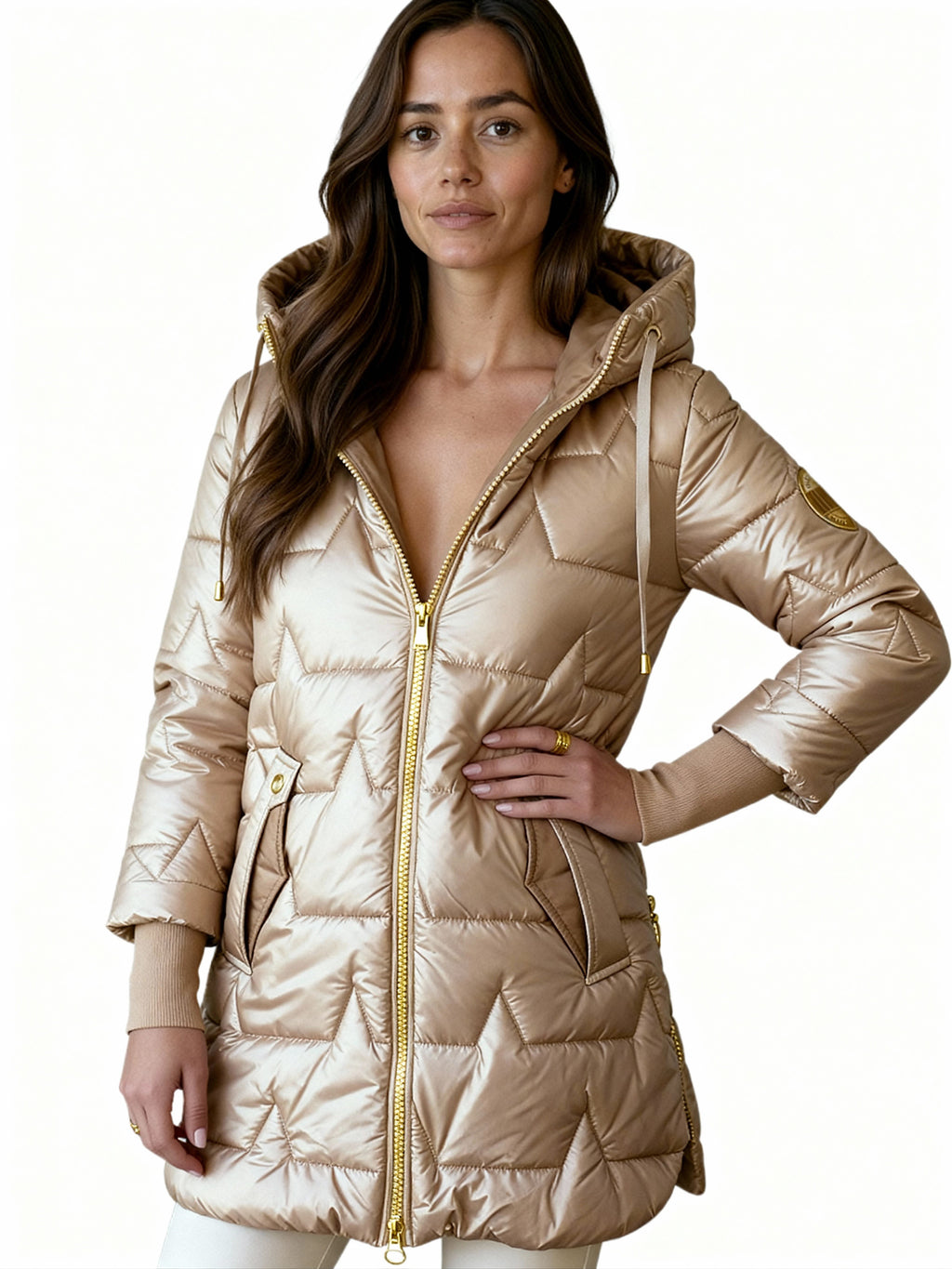 Maeva | Plumífero acolchado con capucha y acabado satinado