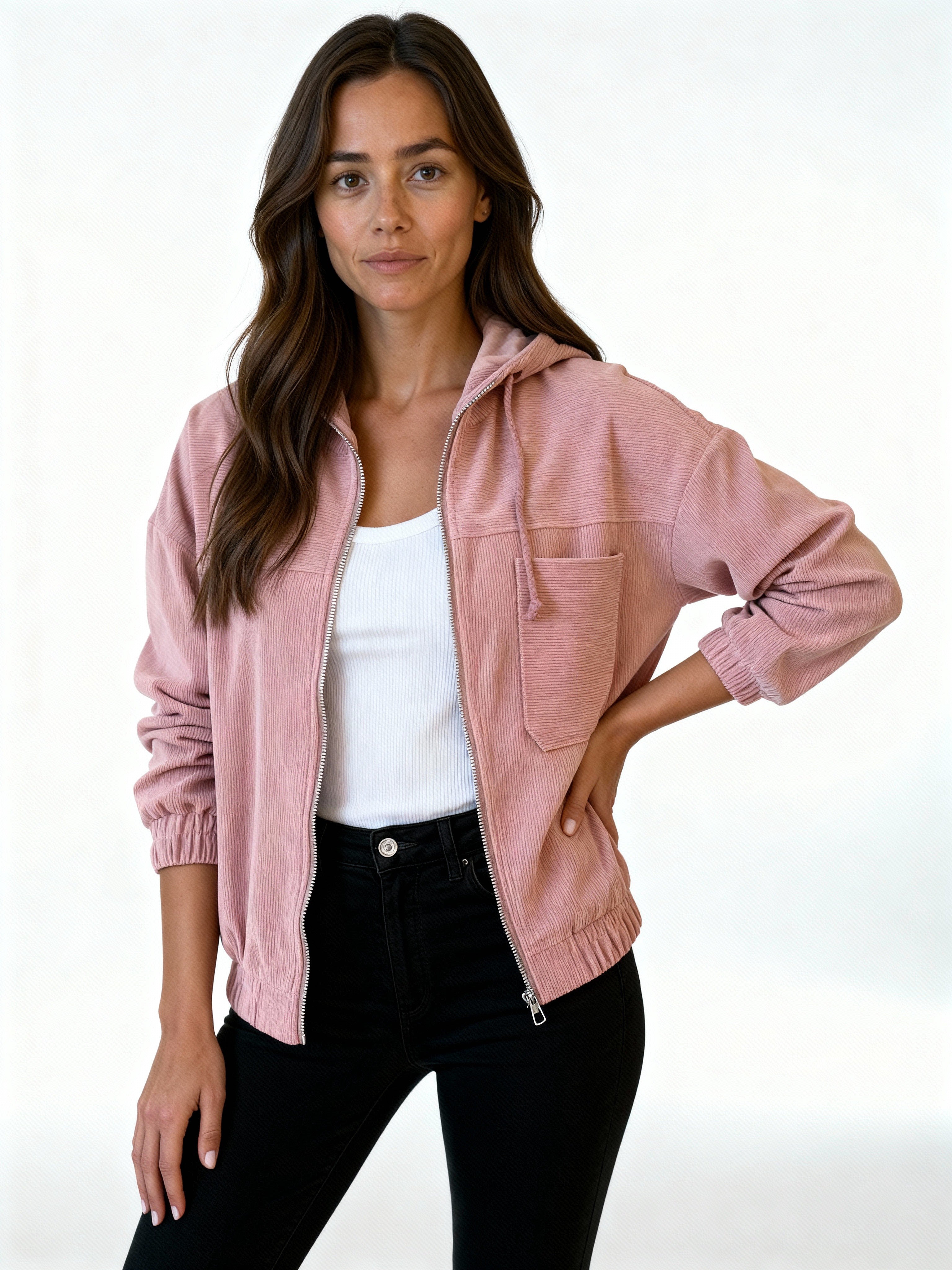 Nara | Chaqueta de pana con capucha y cremallera