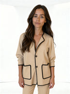 Conjunto Paris Knit | Chaqueta con ribete contrastado y pantalón fluido