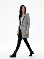 Narella | Abrigo de paño con estampado espiga en blanco y negro