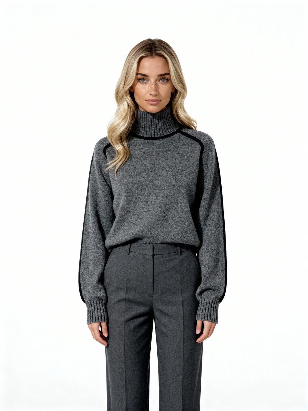 Mila | Jersey de punto con cuello vuelto y ribete contrastado