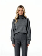 Mila | Jersey de punto con cuello vuelto y ribete contrastado