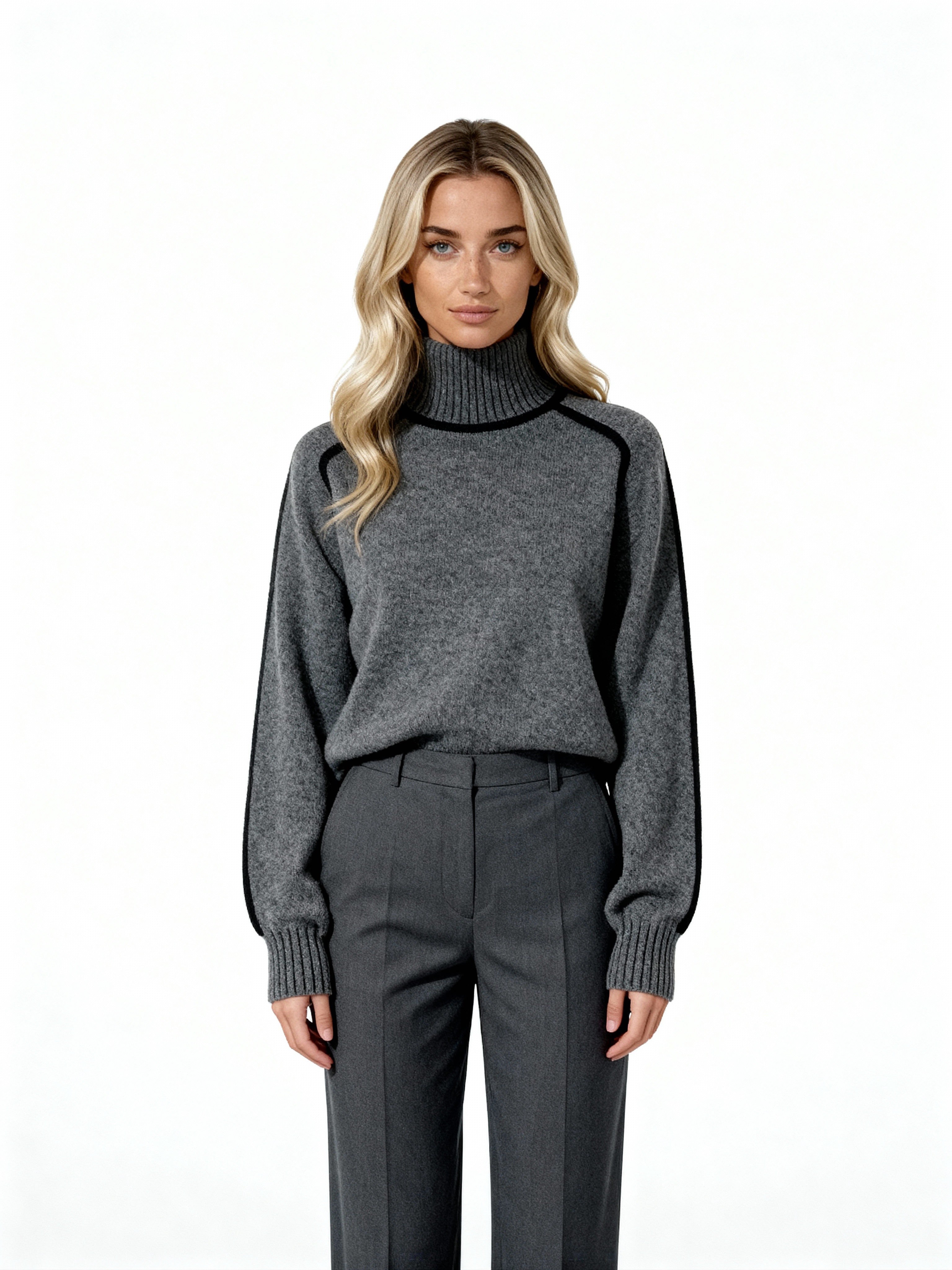 Mila | Jersey de punto con cuello vuelto y ribete contrastado