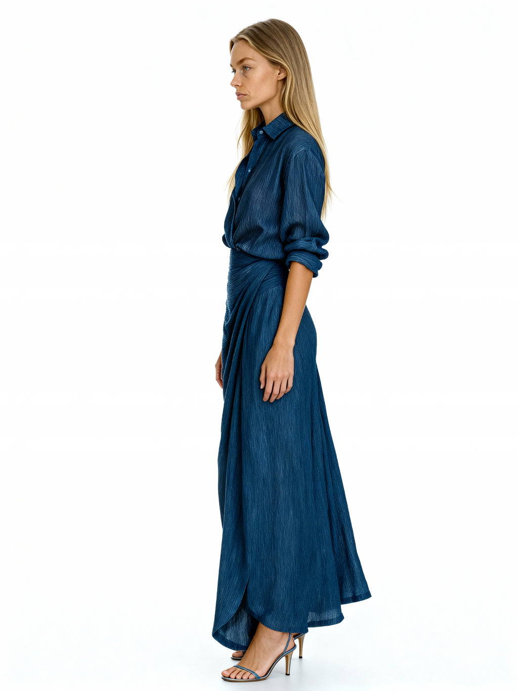 Anouk | Vestido camisero largo plisado