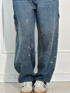 Pantalón Galaxy | Denim ancho con brillo de cristales