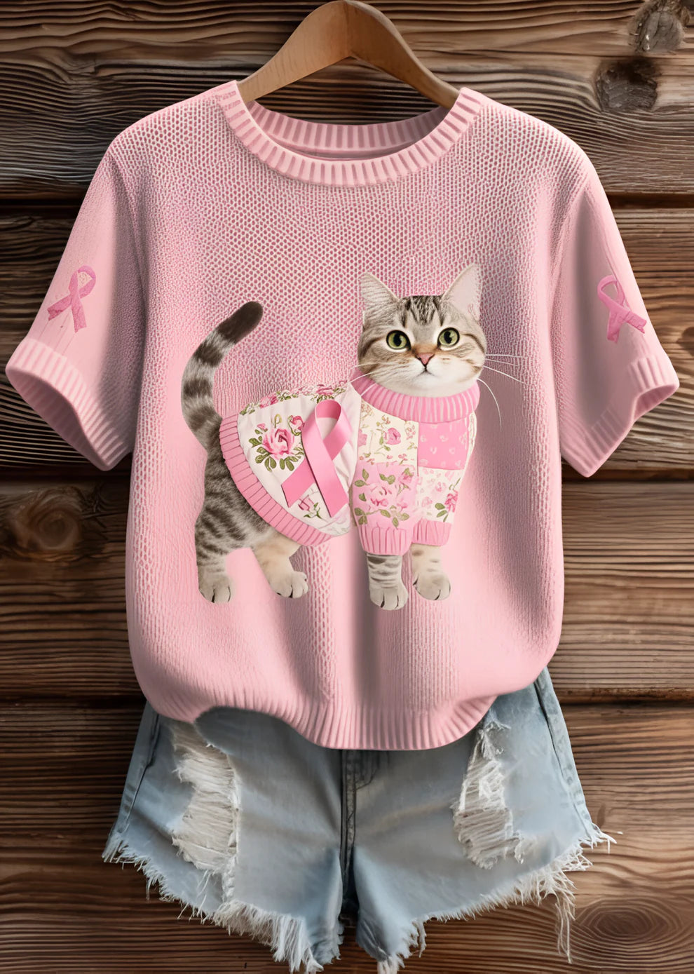 Camiseta Gato Rosa – Colección Huellas Rosa