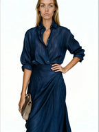 Anouk | Vestido camisero largo plisado