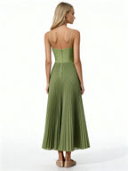 Eliora | Vestido largo plisado con corsé y tirantes finos