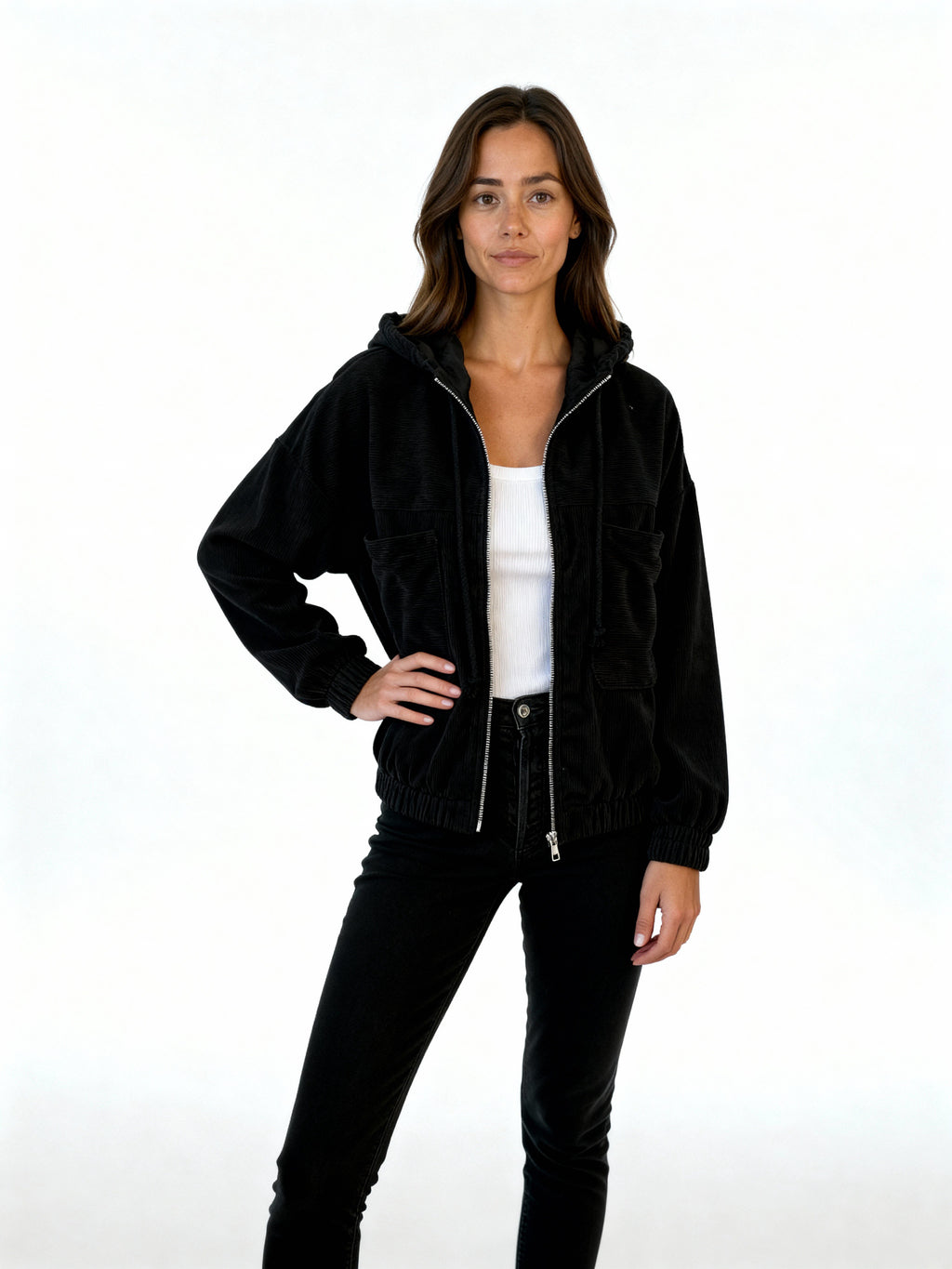 Nara | Chaqueta de pana con capucha y cremallera