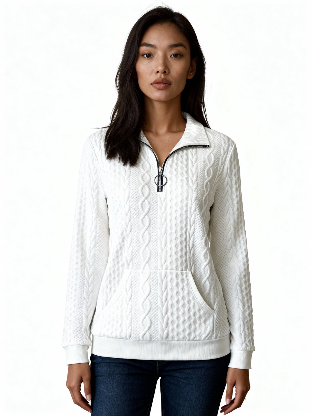 Kael | Sudadera trenzada con cremallera y cuello alto