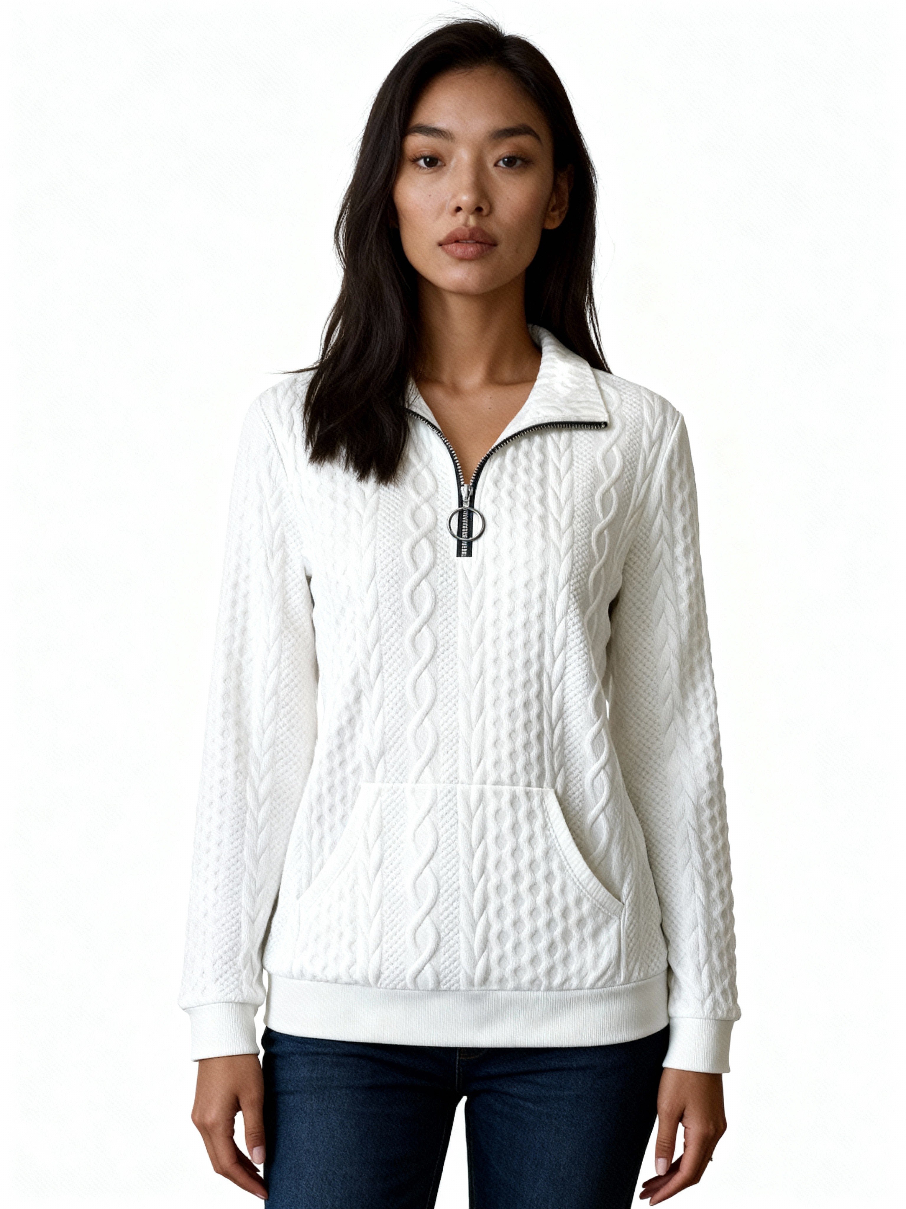 Kael | Sudadera trenzada con cremallera y cuello alto