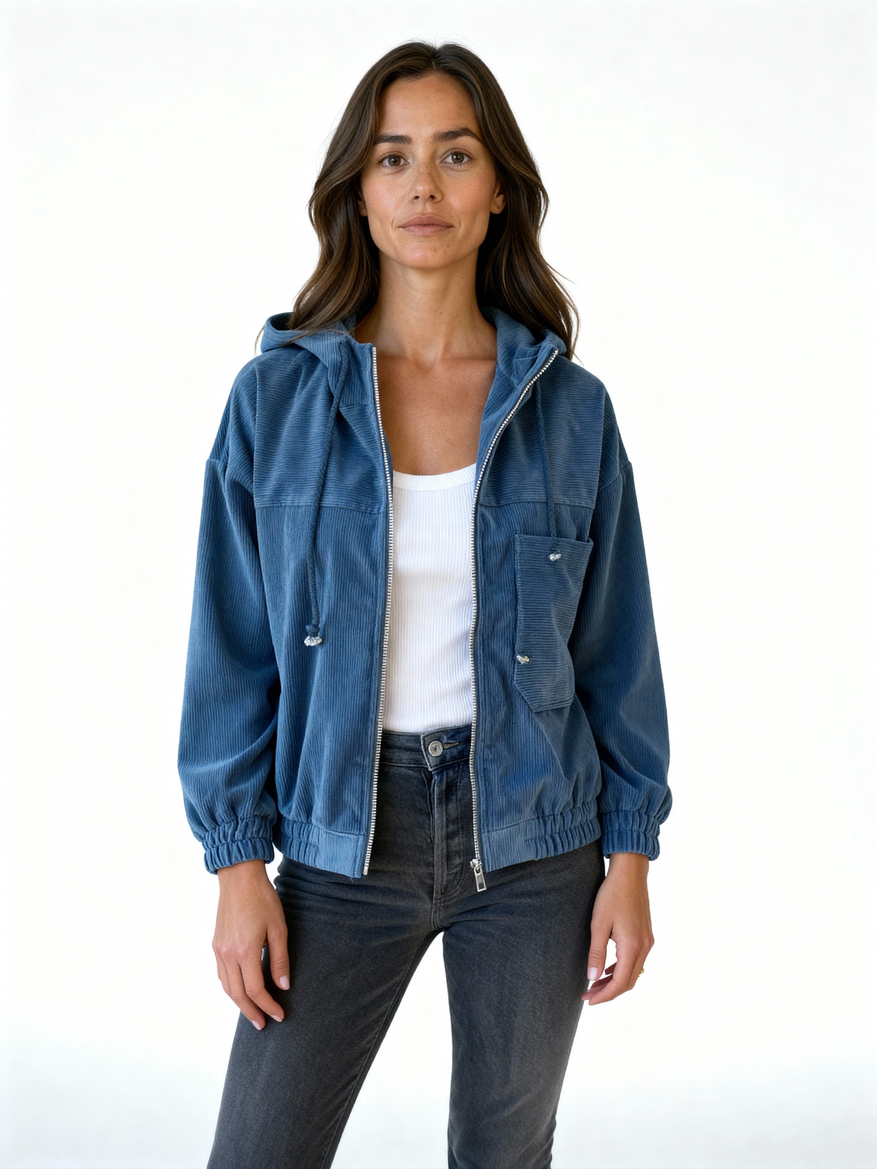 Nara | Chaqueta de pana con capucha y cremallera