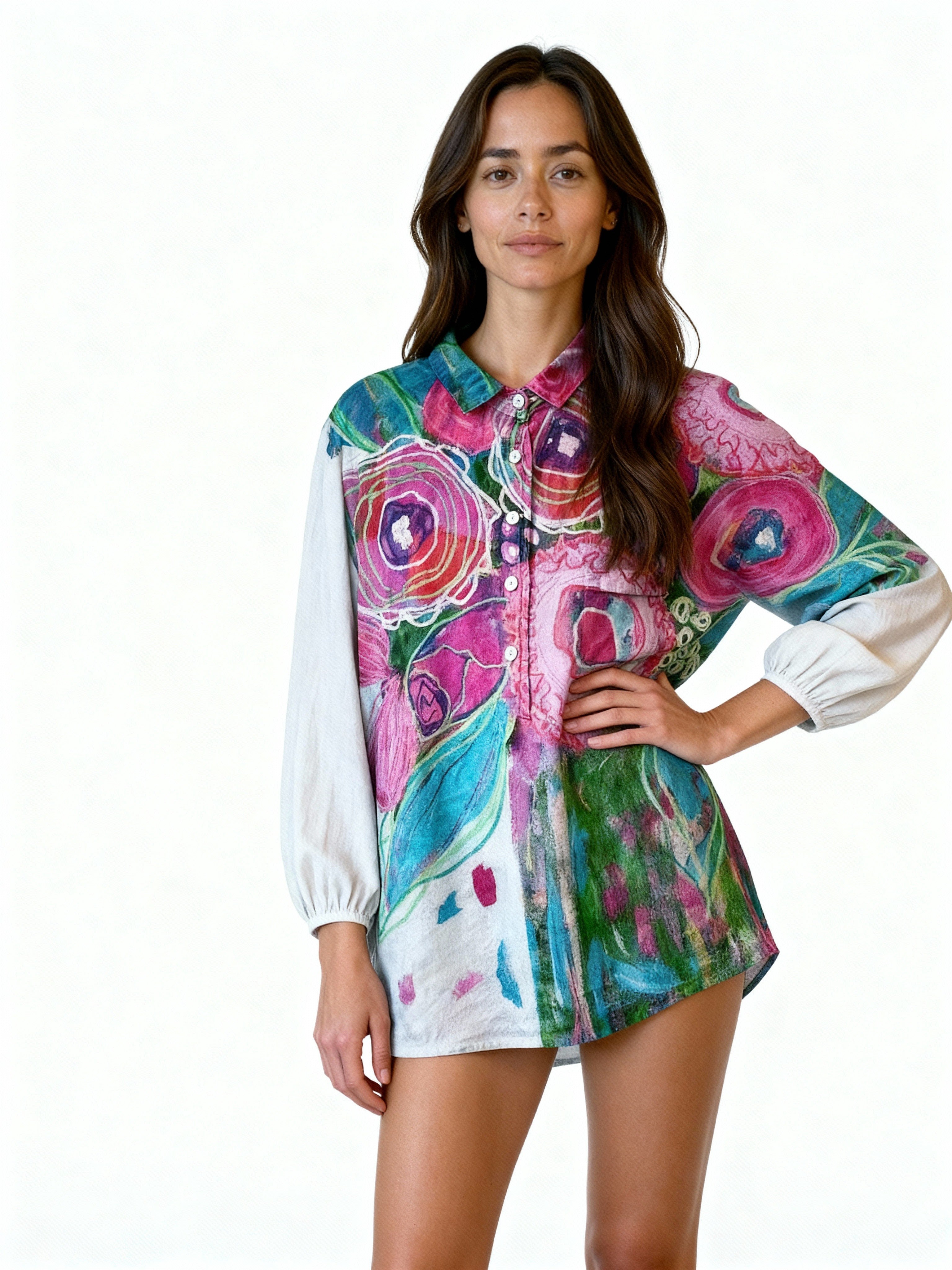 Bora | Camisa oversize estampada de lino