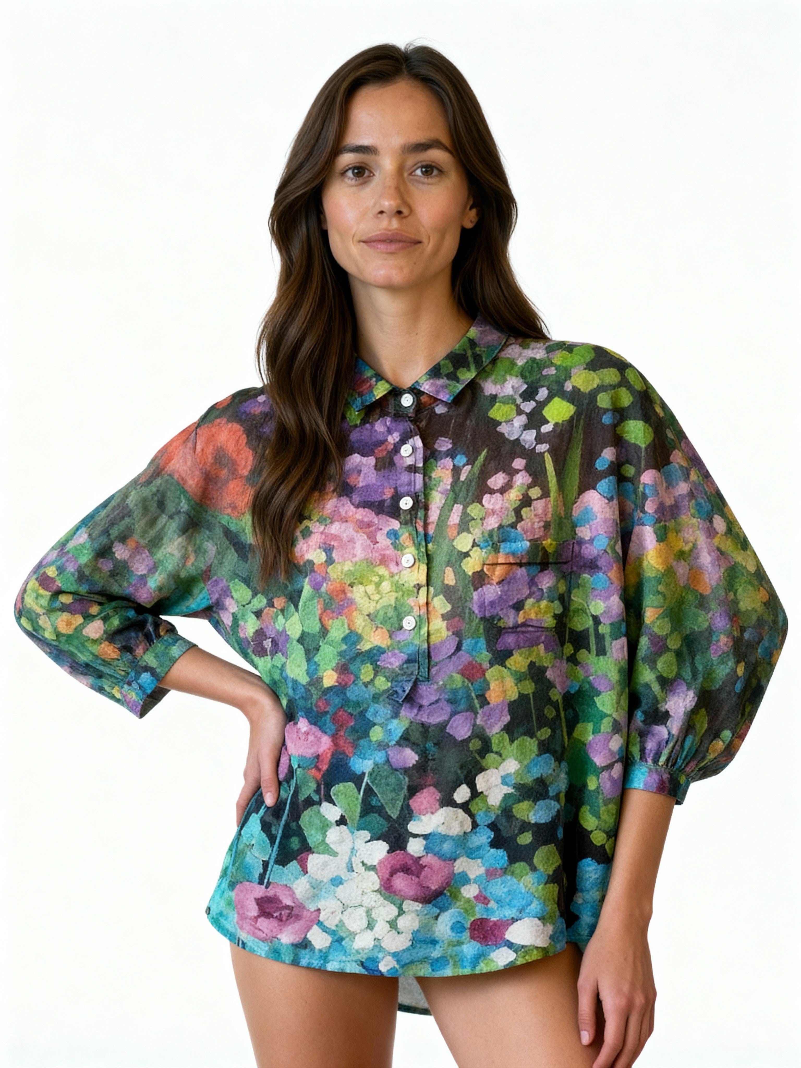 Bora | Camisa oversize estampada de lino