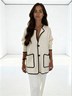 Conjunto Paris Knit | Chaqueta con ribete contrastado y pantalón fluido