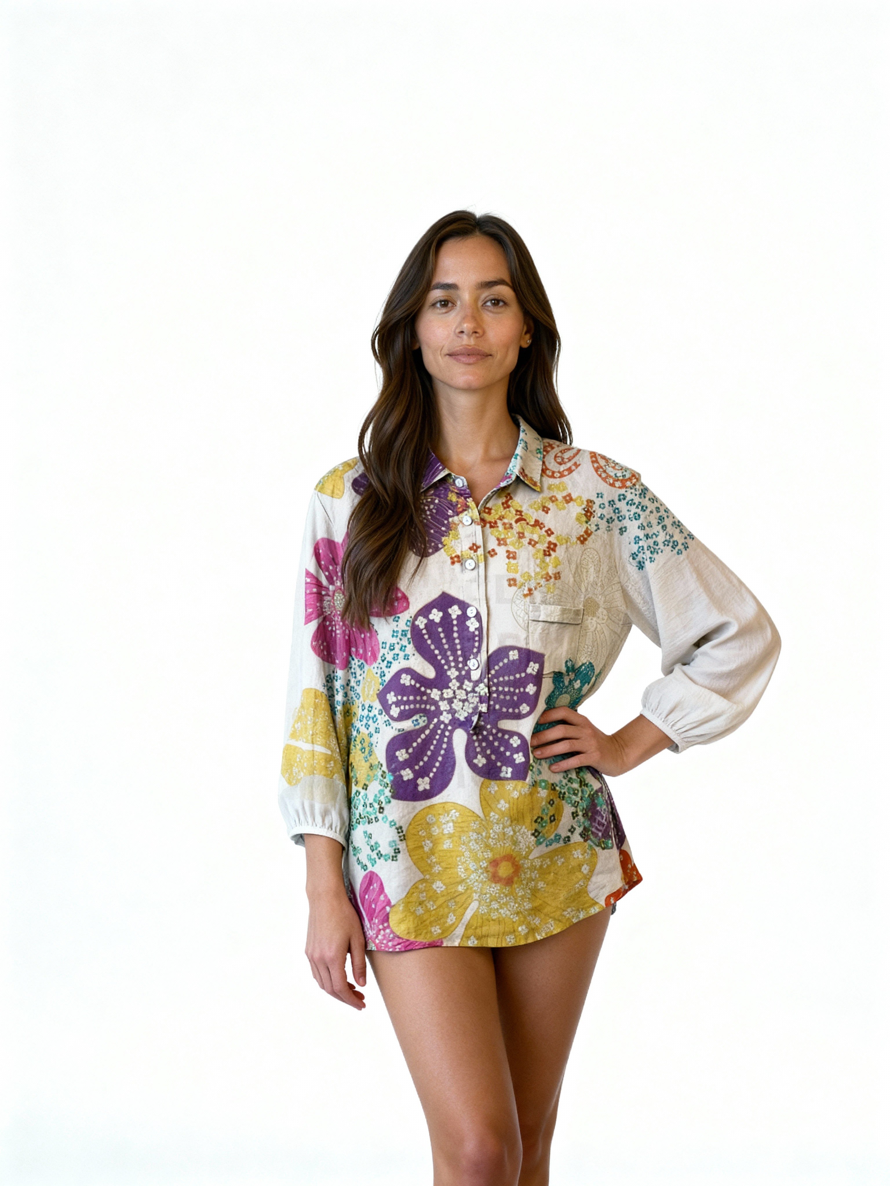 Bora | Camisa oversize estampada de lino