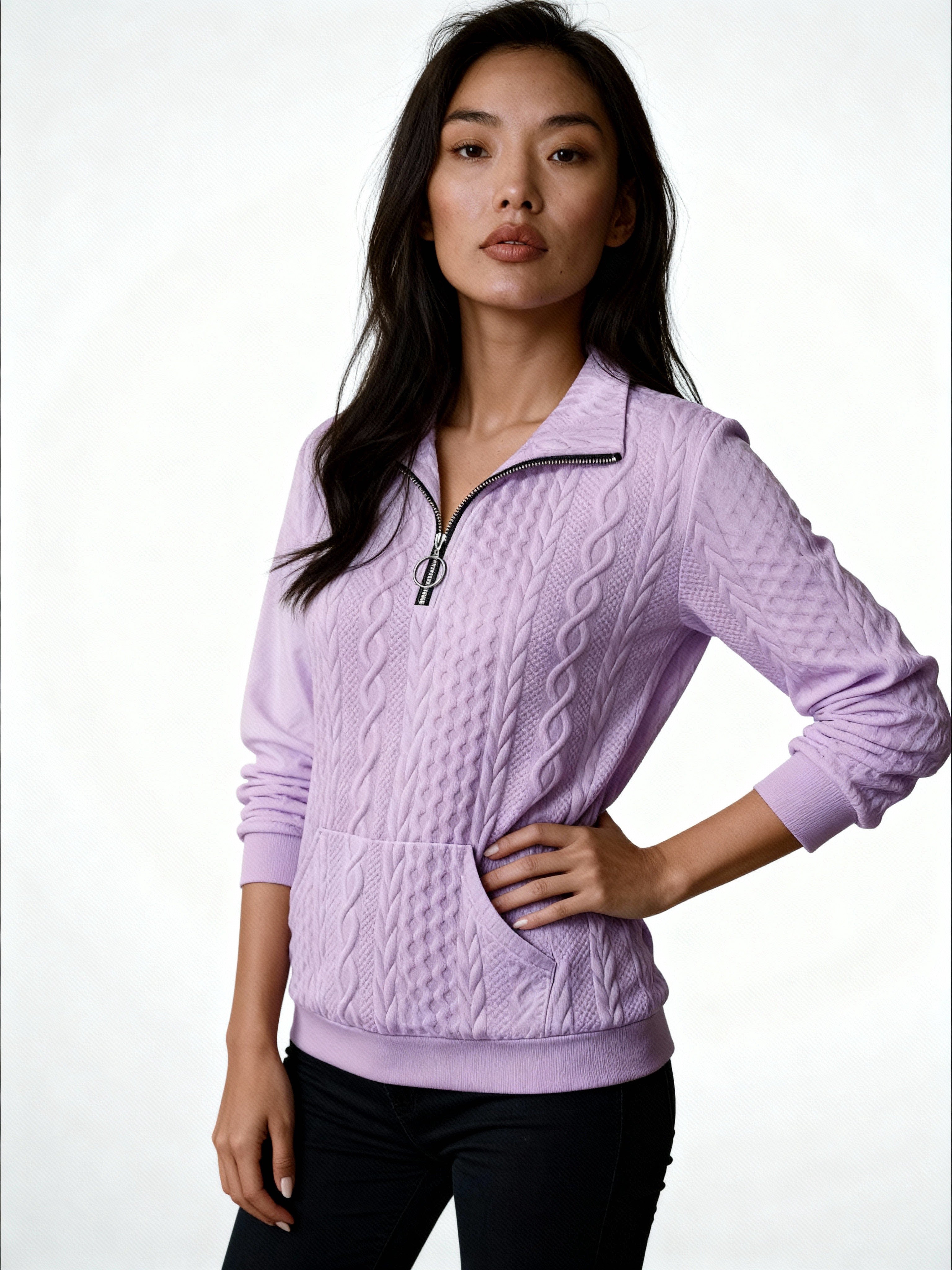 Kael | Sudadera trenzada con cremallera y cuello alto