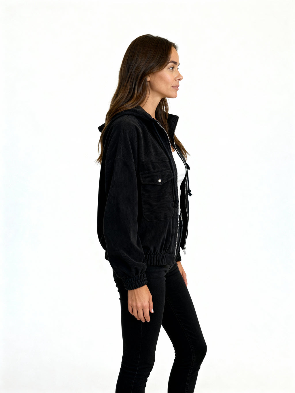 Nara | Chaqueta de pana con capucha y cremallera