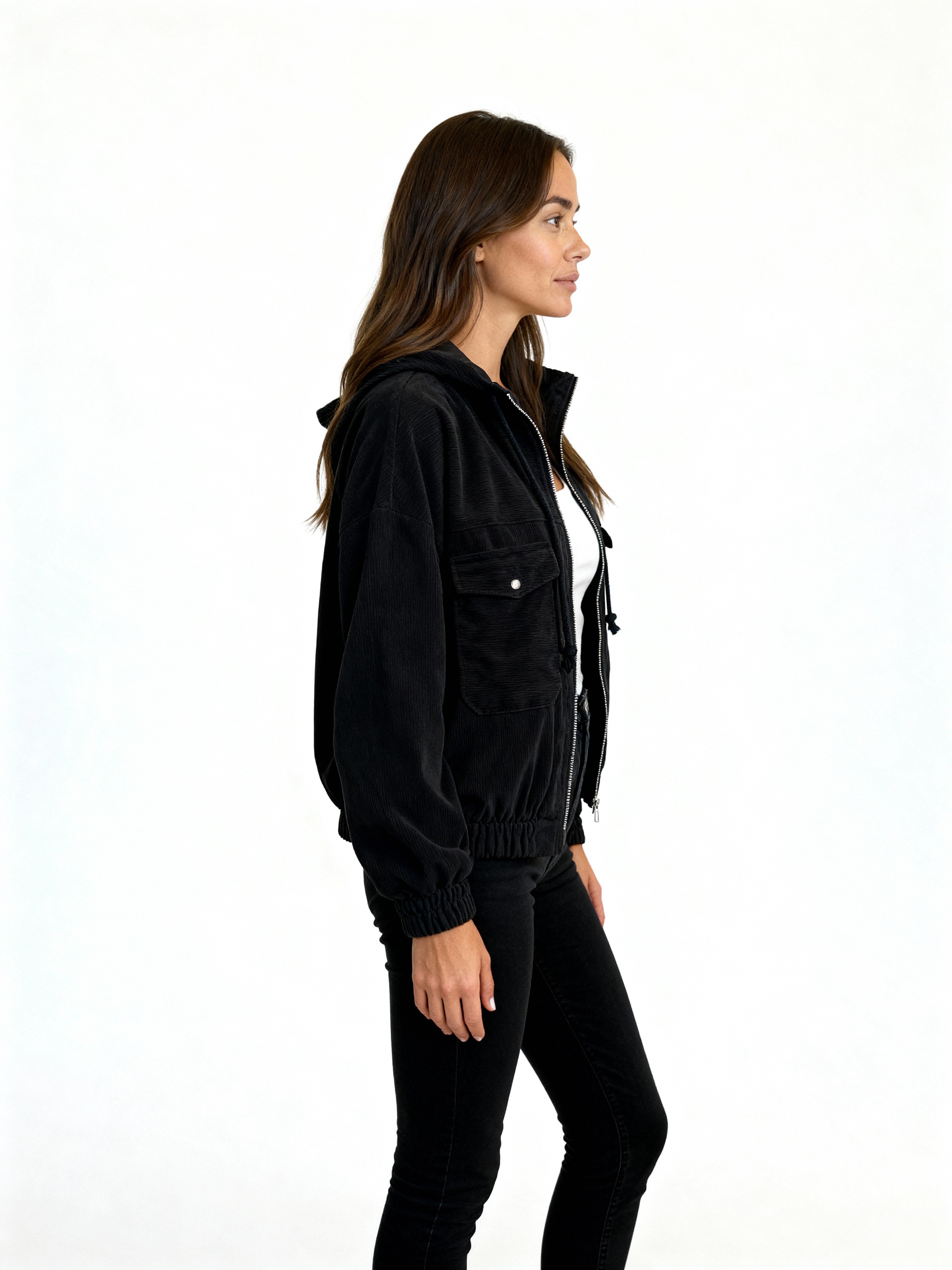 Nara | Chaqueta de pana con capucha y cremallera