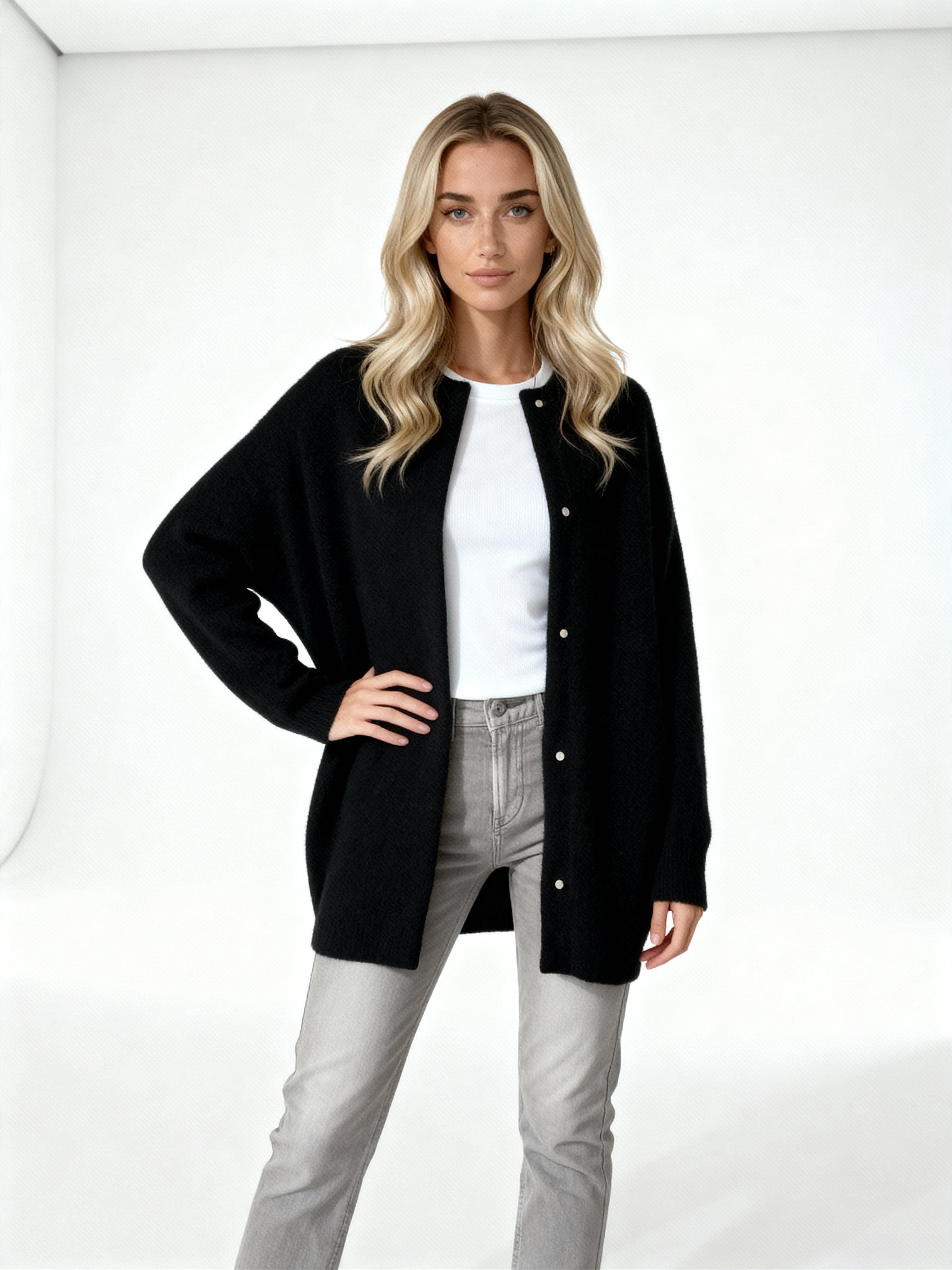 Alayna | Cárdigan de punto suave oversize con botones