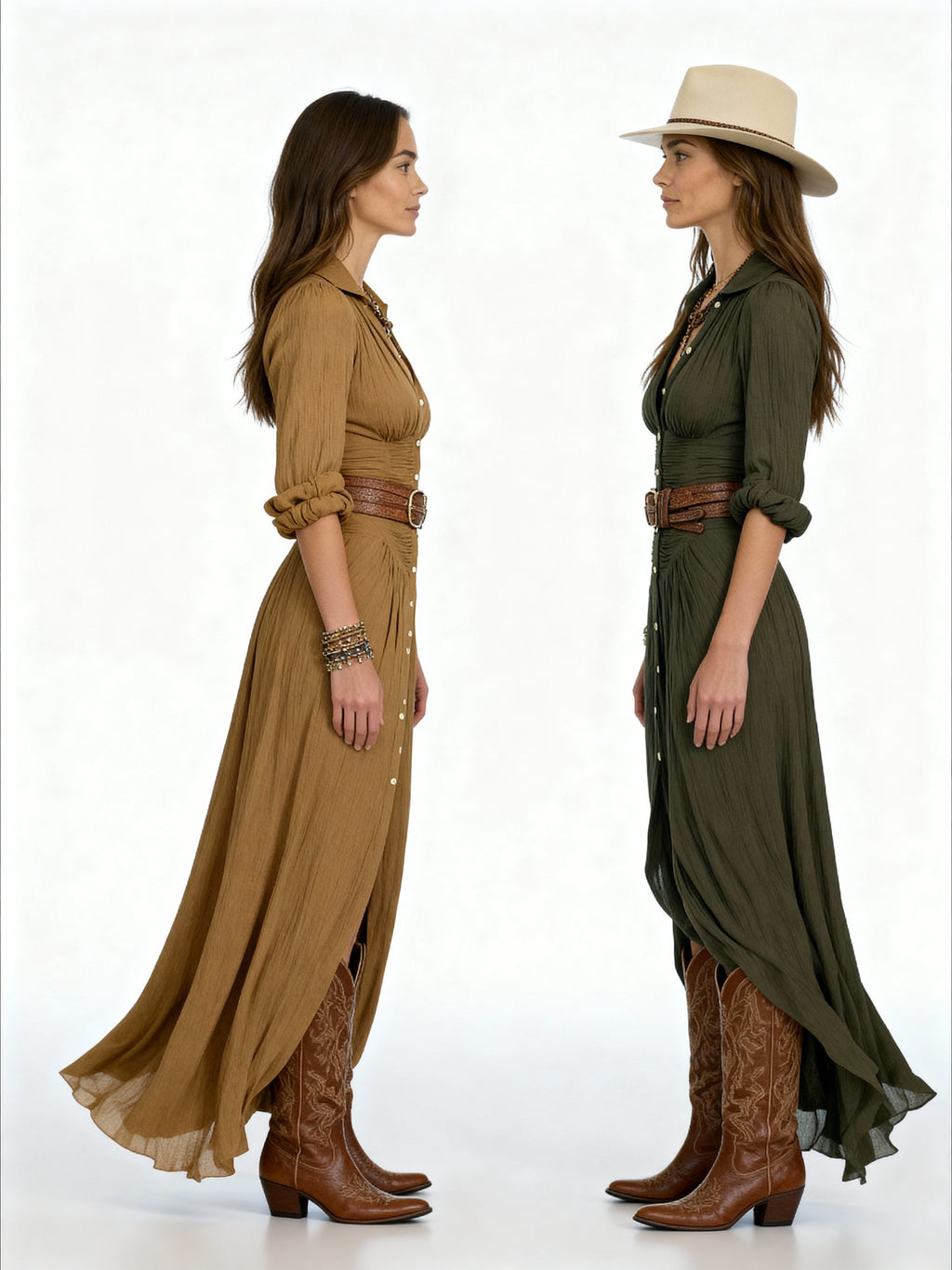 Leona | Vestido camisero largo estilo boho