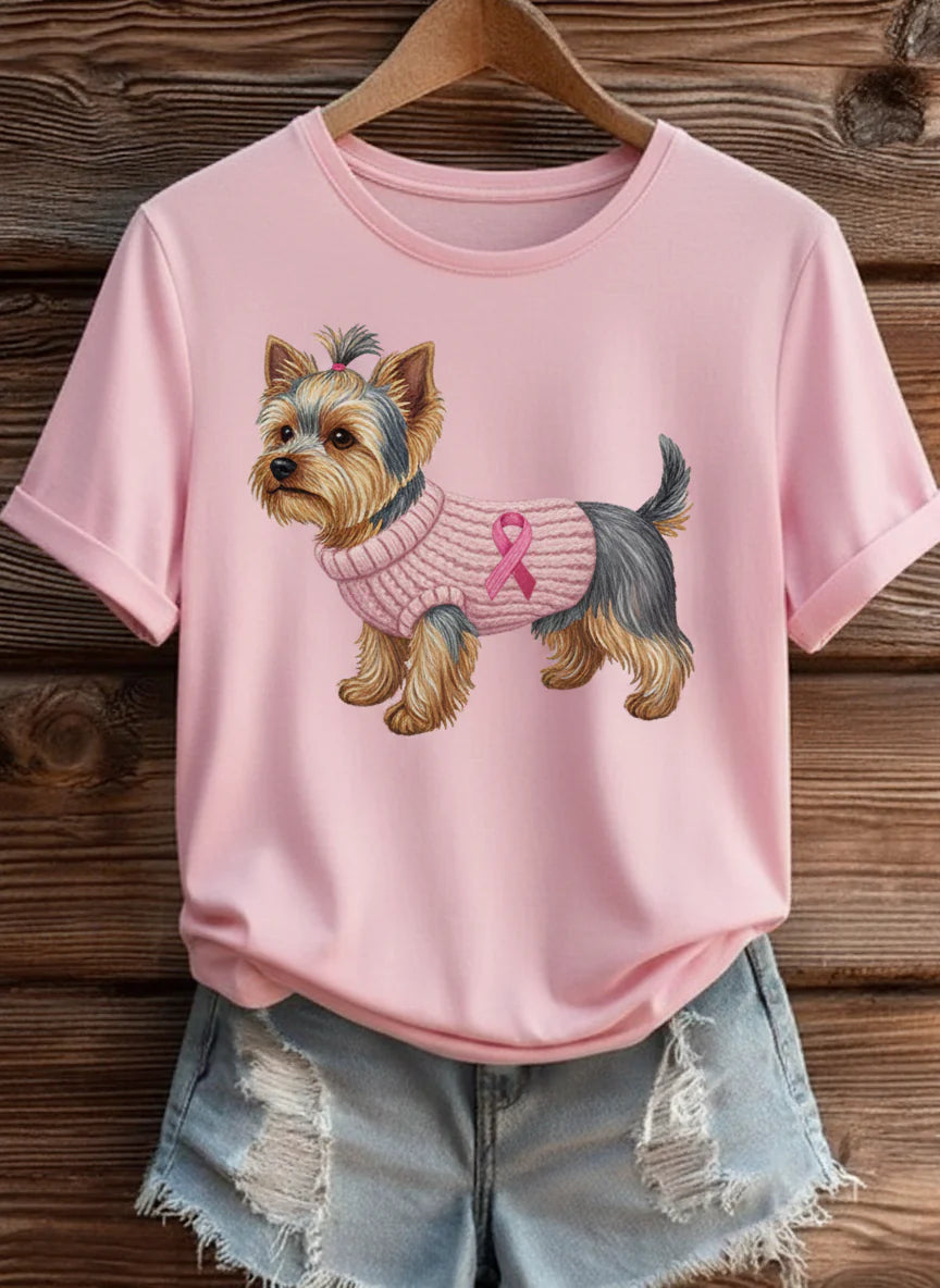 Camiseta Yorkie Rosa – Colección Huellas Rosa