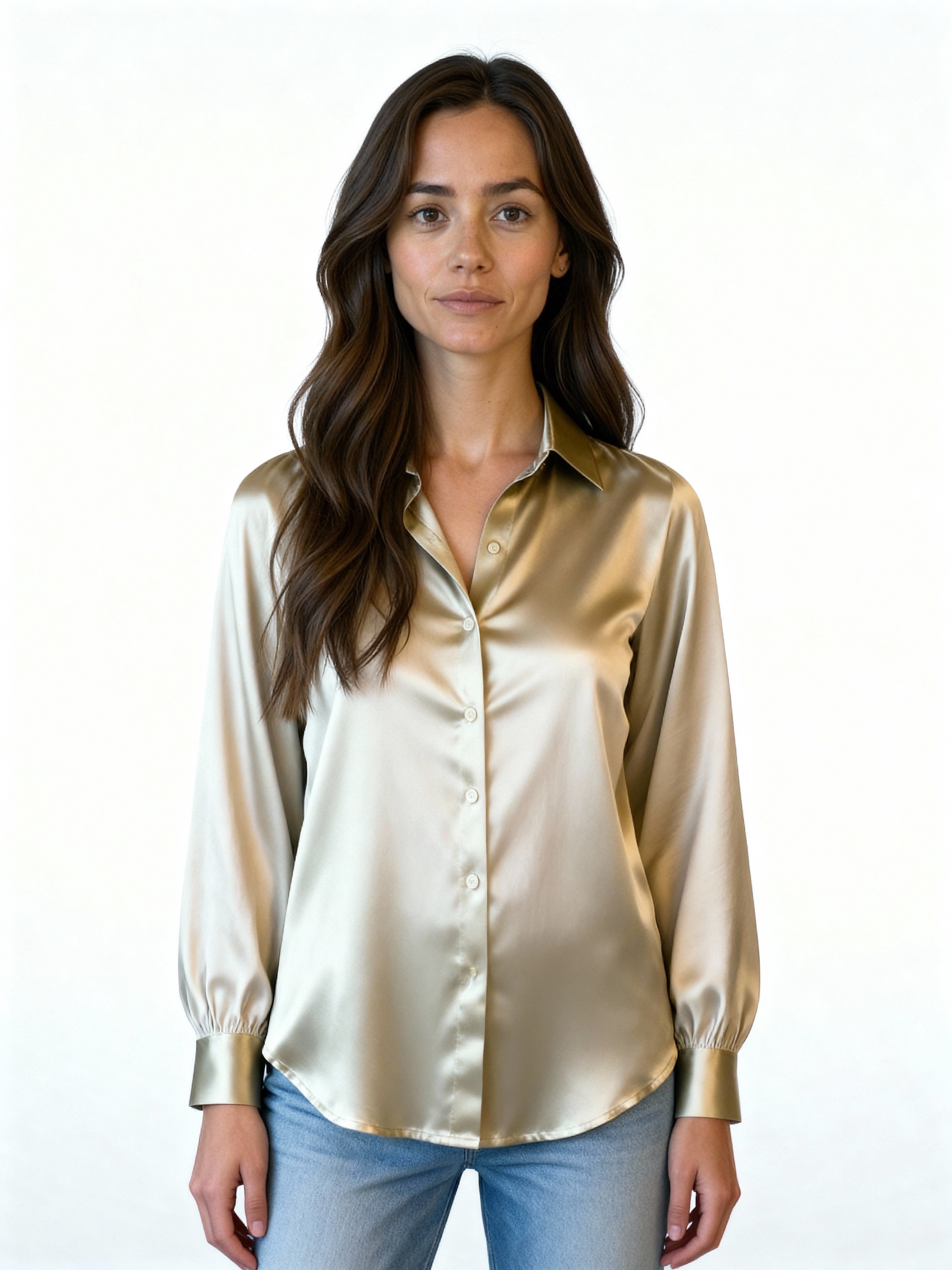 Maribel | Camisa satinada de manga larga