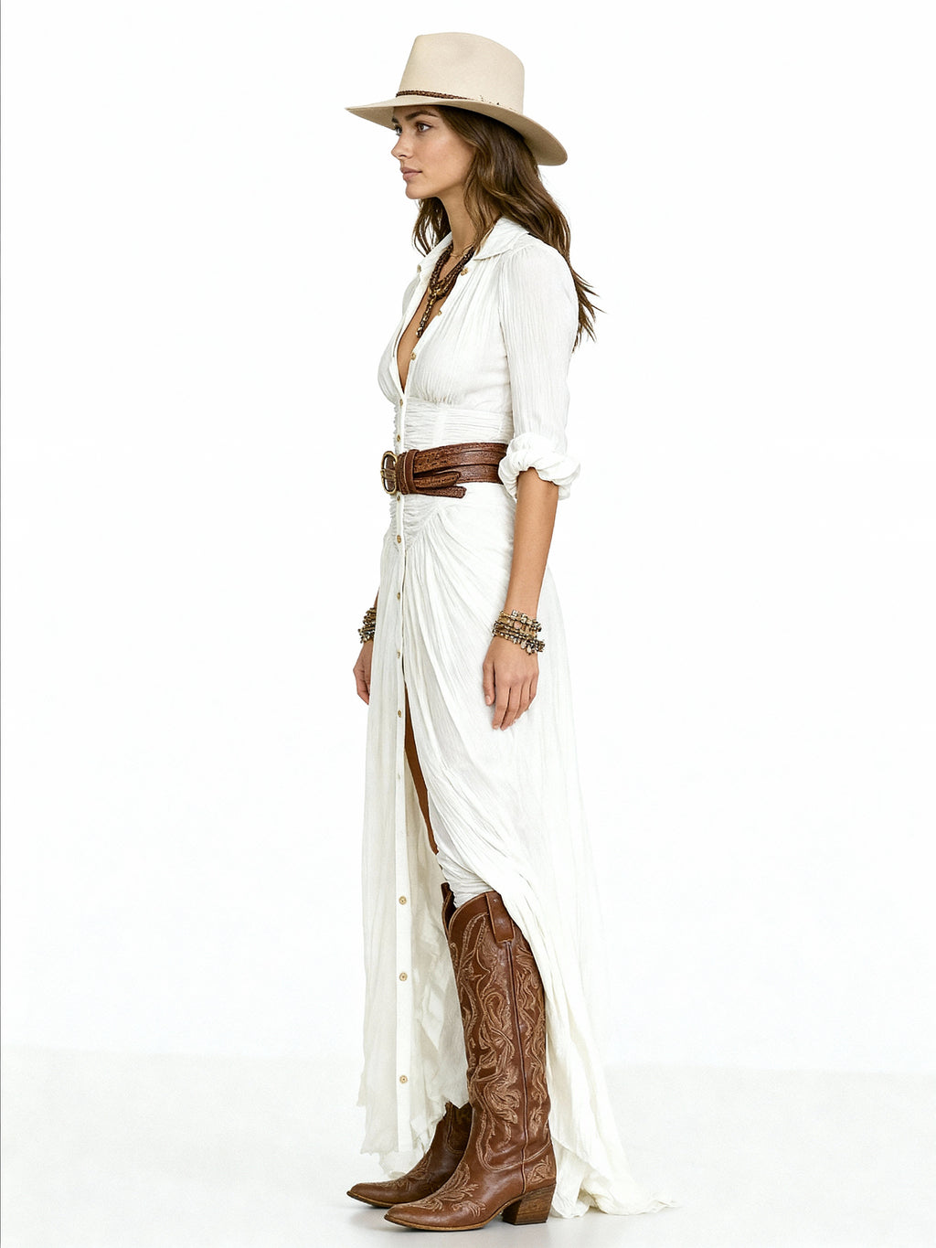 Leona | Vestido camisero largo estilo boho