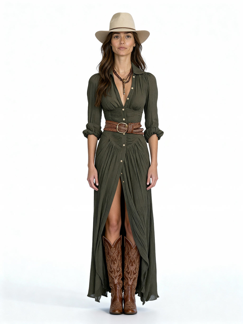 Leona | Vestido camisero largo estilo boho