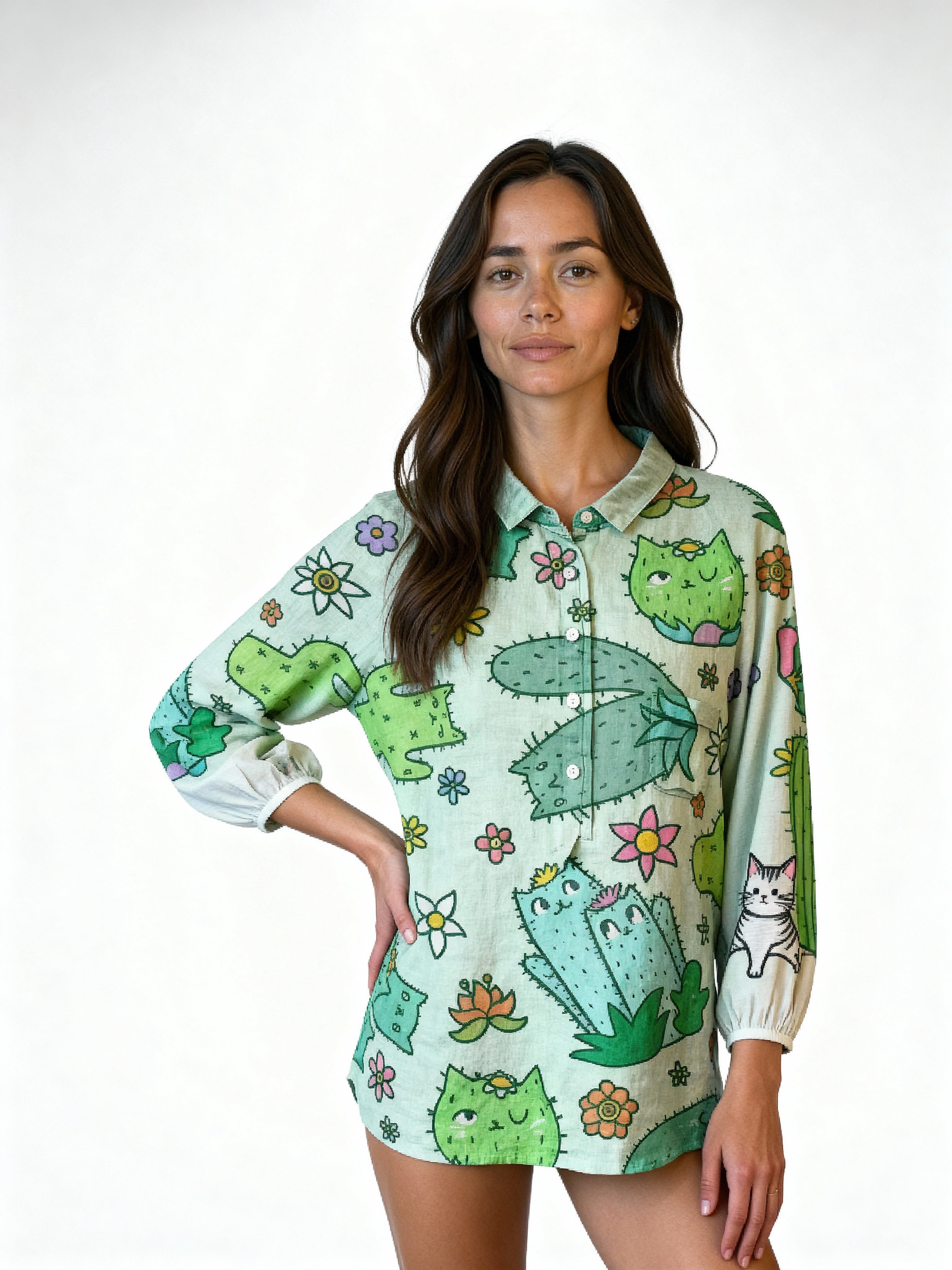 Bora | Camisa oversize estampada de lino