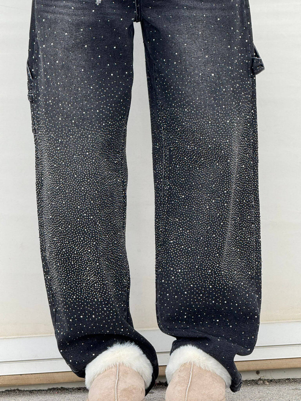 Pantalón Galaxy | Denim ancho con brillo de cristales